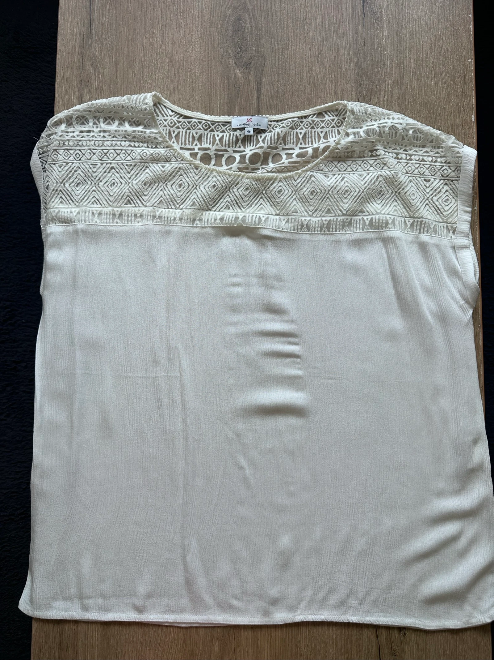 Top Blanc Bohème Chic Jacqueline Riu T46 – Dentelle & Viscose – photo 7